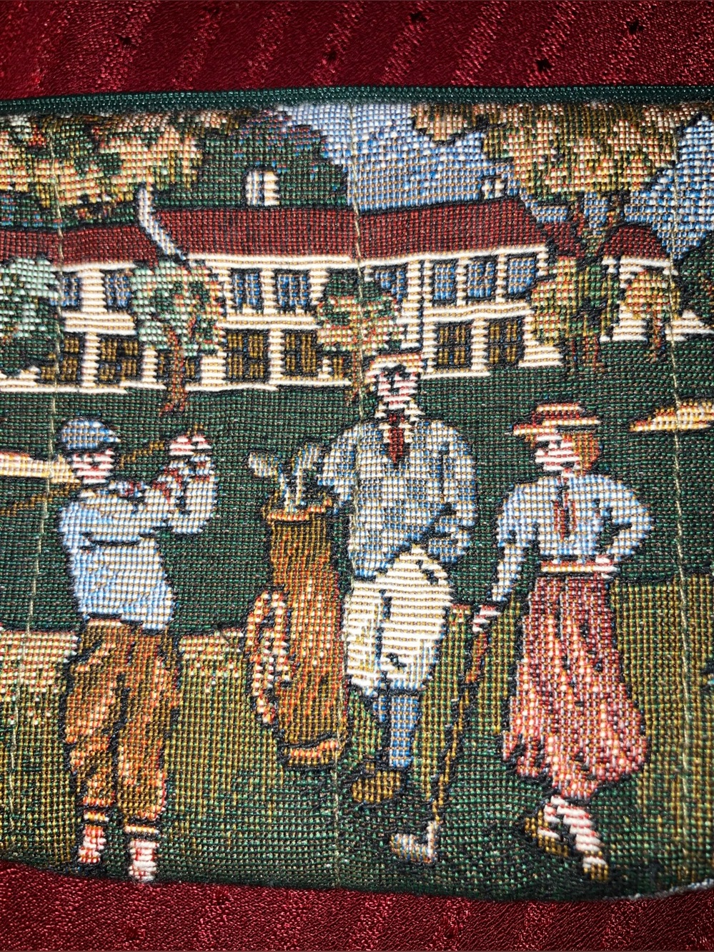 Vintage Tapestry Holdings Fine Accessories Golf Scene Zipper Pouch Bag - Picture 6 of 6
